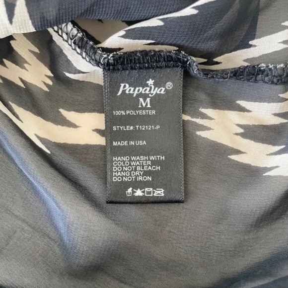 Papaya | Made In USA Black Sheer Lace Top with Embroidered Cream Back | Size M - Picture 8 of 9